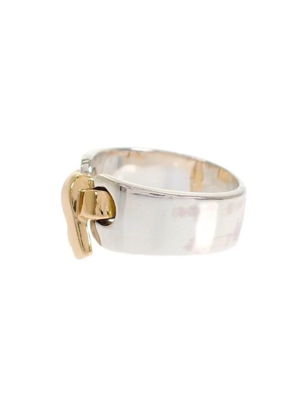 Hermes Raset Ring 52 Vintage 18K Yellow Gold 925 Sterling Silver